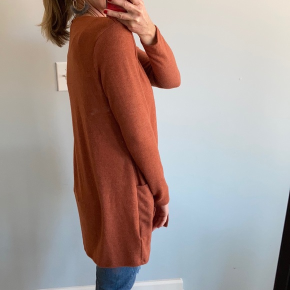 Rust Color Brushed Hacci Open Cardigan - Picture 5 of 7